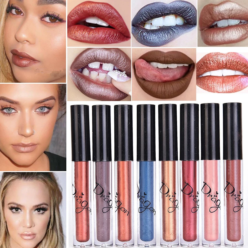 2016 Hot Brand Makeup Waterproof Long lasting Colors Lip Gloss Tint Red Velvet True Brown Lip Kit Metal Lipsticks Lot Make Up