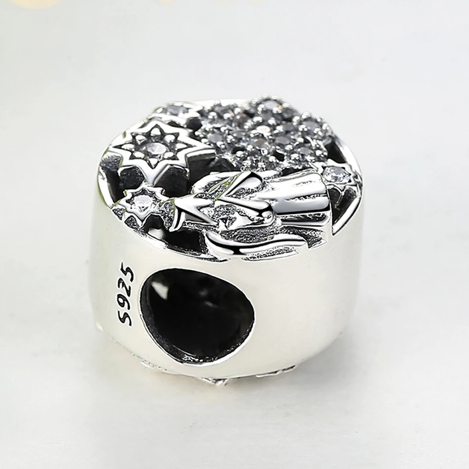 ELESHE Christmas Gift New 925 Sterling Silver Angel And Snowflake Bead Charms Fit Bracelets & Necklaces Fashion Jewelry