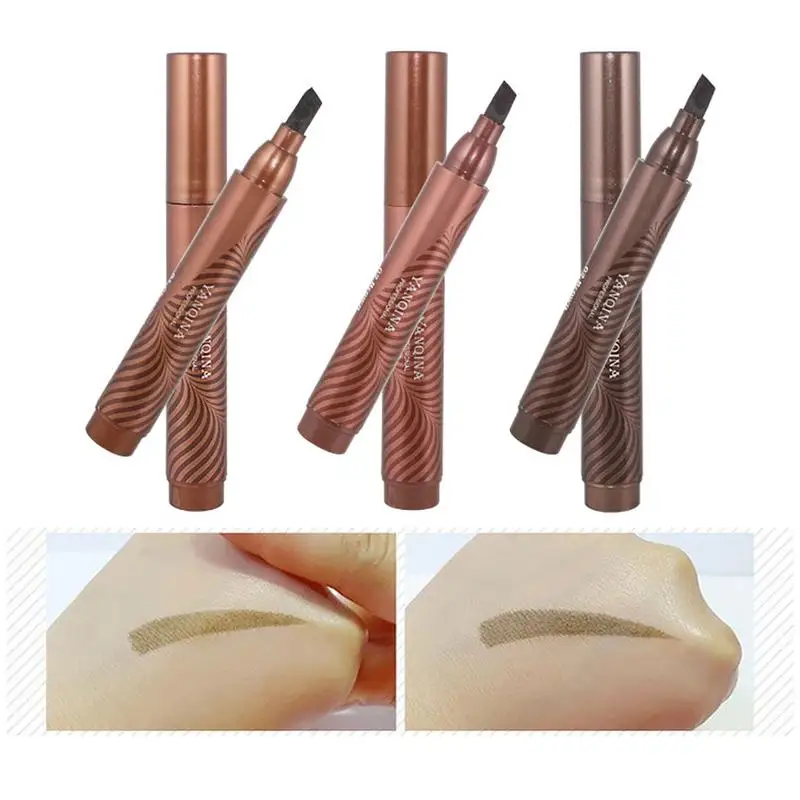 3 Color Waterproof Liquid Eyebrow Pencil Tattoo Long Lasting Brown Gray Maroon Make Up Beauty Eyebrow Enhancer Pen Cosmetic Tool