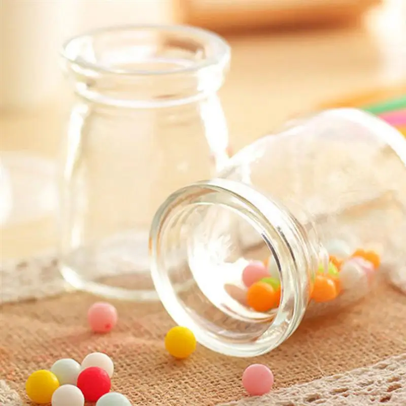 

4pcs Pudding Cup Heat-resistant Durable Simple Glass Yogurt Containers Jelly Jar Milk Cup for Dessert Shop
