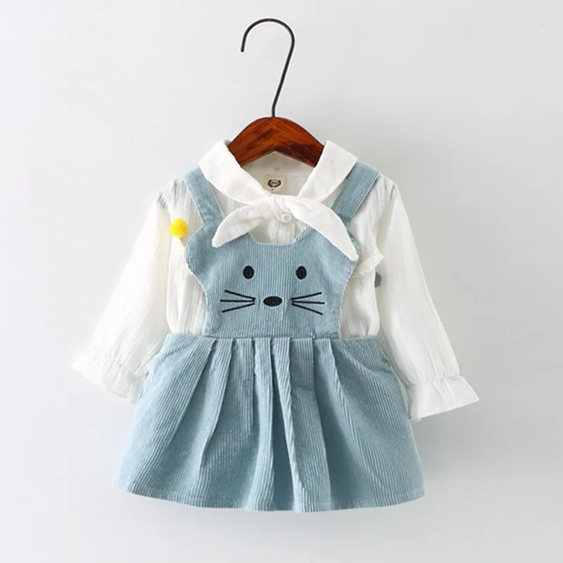 Baby Girl Cotton Clothes Set 2 Pcs Newborn Toddler Cartoon Strap Skirt