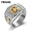 7 -15 size Animal Horse Titanium Steel Gold Silver Color Clear CZ Men Ring Wedding Jewelry Punk Rock Male Biker Band Hip Hop 1