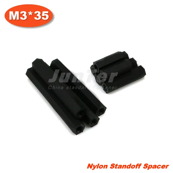 

100pcs/lot Black Nylon Standoff Spacer M3 Female x M3 Female 35mm