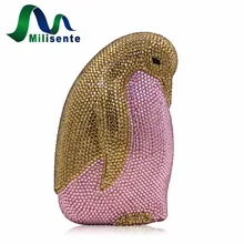 Milisente Pingüino Forma Bolsas de Alta Calidad de Cristal De Lujo Embragues Noche de Las Mujeres Hermanas Bolso Del Partido