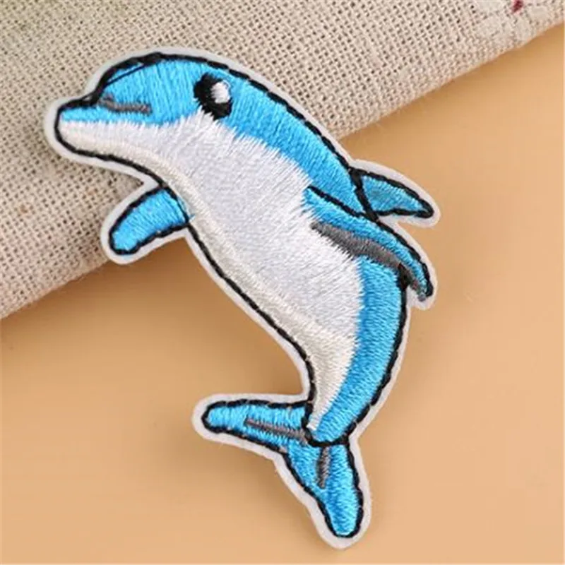 

T shirt girl Embroidered patch Dolphin Stranger things Applique iron on patches for clothing baby Diy deal with it Stickers