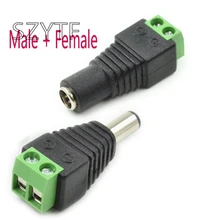 Male Female 2 1x5 5mm DC Power Plug Jack Adapter Wire Connector for CCTV