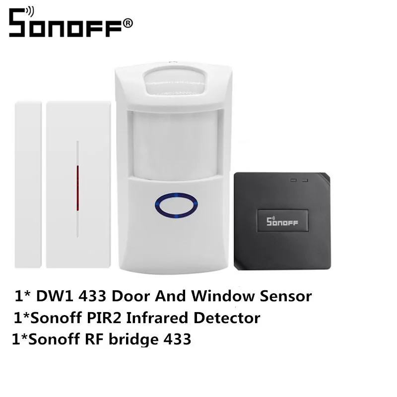 Sonoff Smart Switch RF Bridge 433 433 МГц+ датчик движения PIR 2+ дверной и оконный Wifi Пульт дистанционного управления DIY таймер умный дом автоматизация - Комплект: Sonoff kits 2