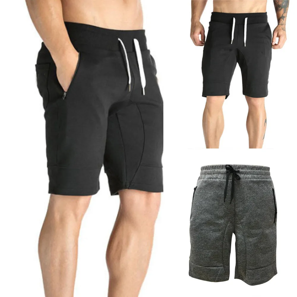 

Men's Zipper Pocket Casual Elastic Waist Harem Training Jogger Sport Short Pants