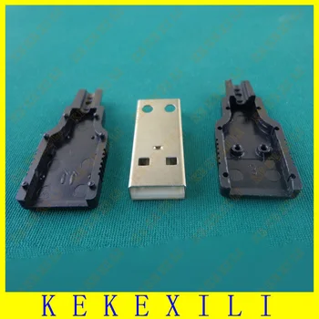 

New 1000pcs Type A Male USB 4 Pin Plug Socket Connector With Black Plastic Cover