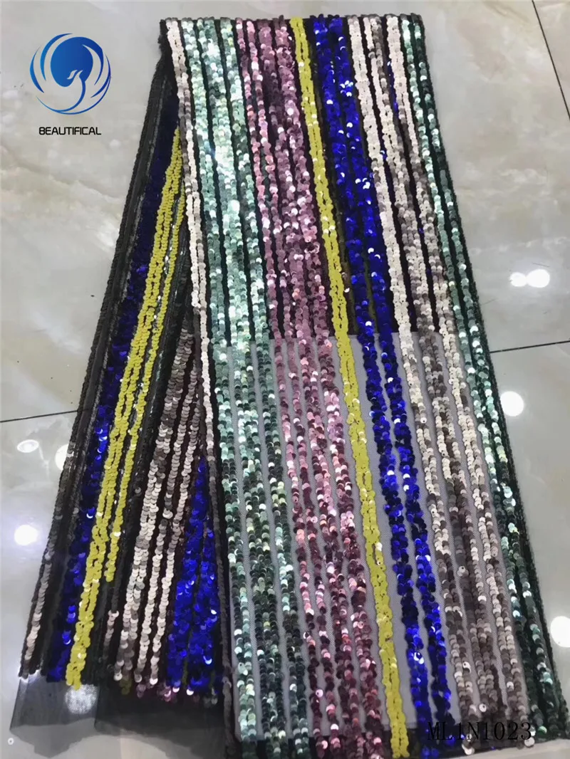 

BEAUTIFICAL African lace sequins tulle fabric latest design african tulle lace french sequins lace 5 yards ML1N1023