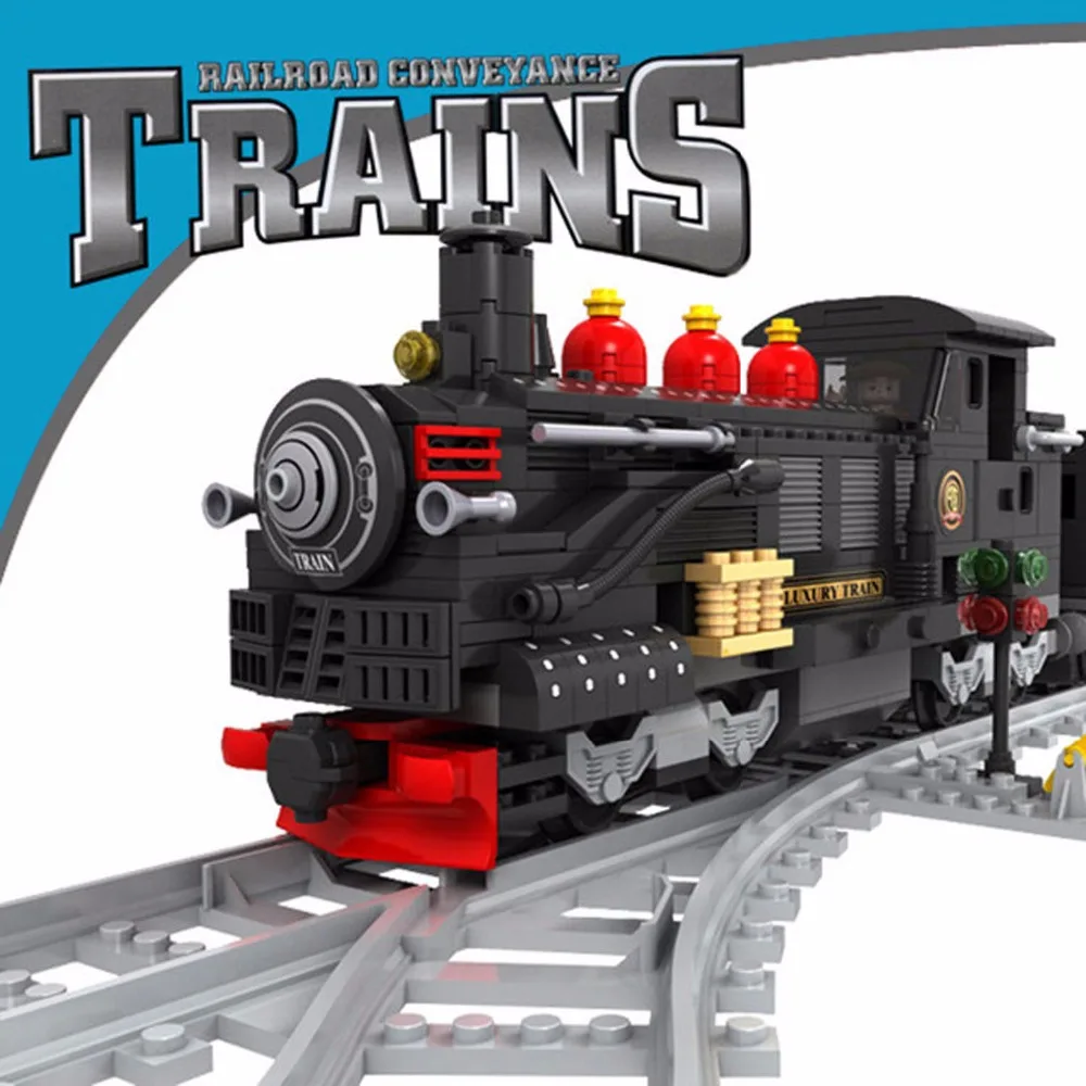 462PCS Classical Retro Train with Track,Vintage Steam Train Model