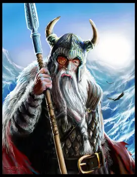 

Living room home wall decoration fabric poster Paint Vikings Odin