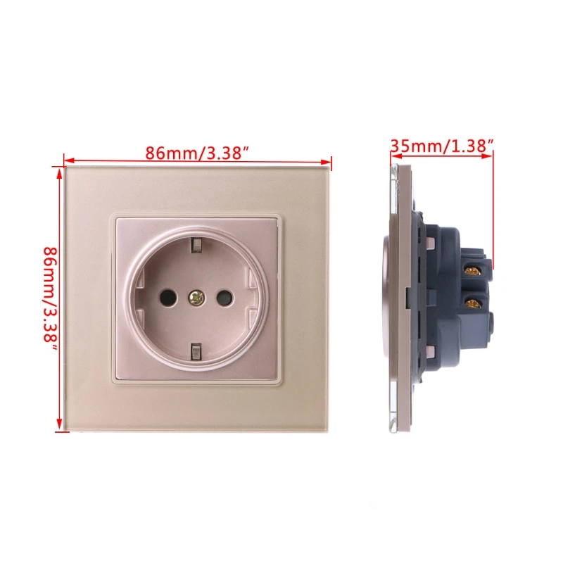 1 шт. 16A ЕС Стандартный 86 Тип стены Мощность гнездо Стекло Зарядное устройство панель адаптера 110 V-250 V W715 - Цвет: Золотой