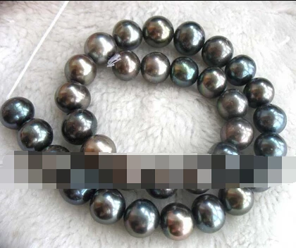 

~~ 11.25 freshwater pearl black near round beads 12.5-14mm necklace Discount 35%
