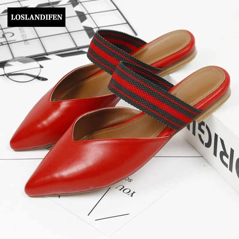 New Arrival Fashion Lady Flats Shoes Pointed Toe Slip On Genuine Leather For Woman Lovely Breathable Shoes Party Casual Loafers