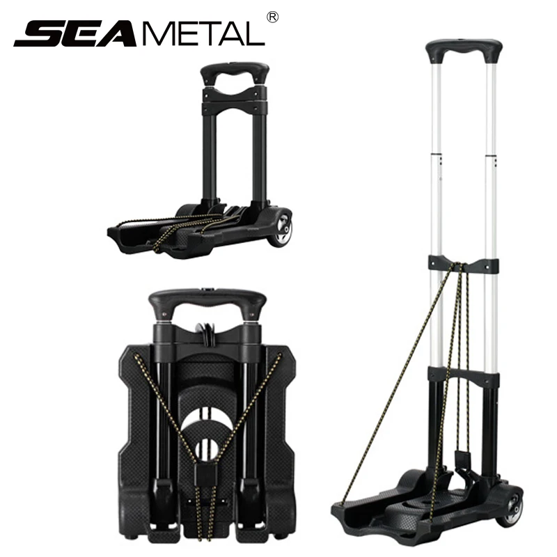 

Car Folding Carrier Cart Trolley Luggage Cart Use At Home Small Portable Shopping Trolley Car Retractable Trailer Handcart 2018