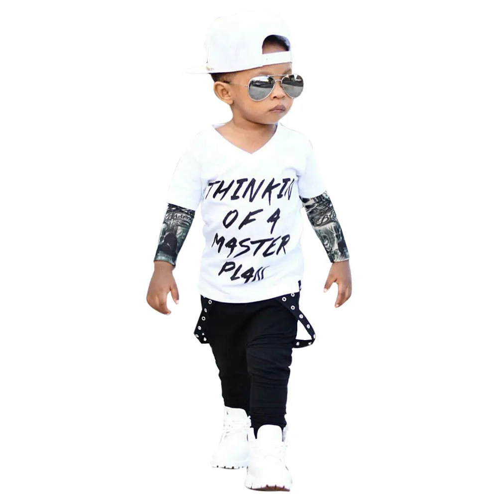 Dropshipping Cheap Kids Clothes Children Clothing Letter Printed T Shirt Tops Pants Outfits