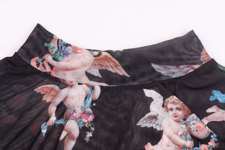 Женские пикантные сетчатые Топы сетчатая Прозрачная Футболка с принтом ангела, базовый топ, рубашка Femininas Clubwear 3XL Plus
