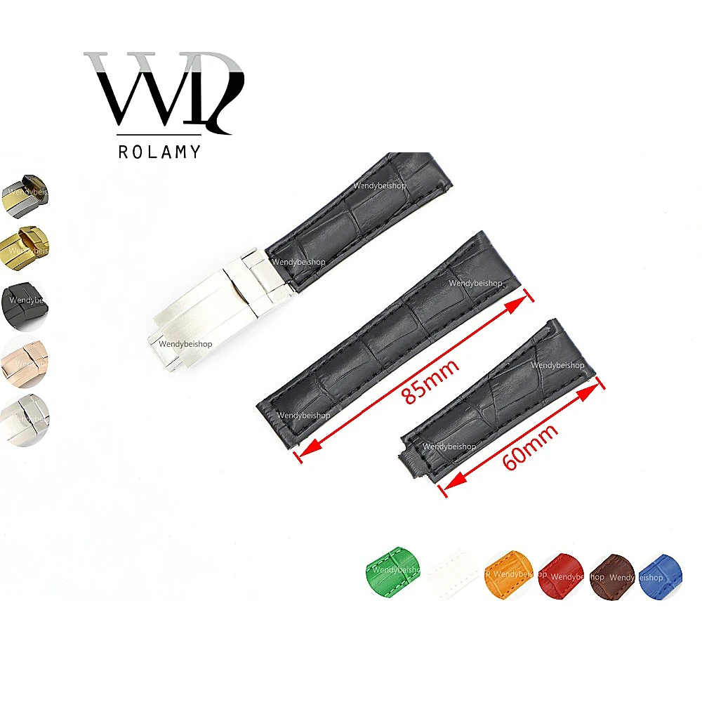 

Rolamy 20mm Real Calf Cowhide Leather VINTAGE Luxury Wrist Watch Band Strap Belt with Clasp For DAYTONA SUBMARINER OYSTER GMT