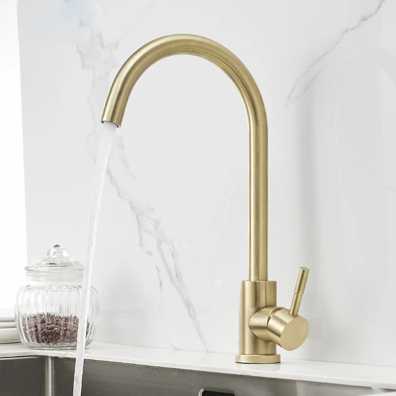 Kitchen Faucet Brushed Gold Brass Kitchen Sink Faucet Copper Swivel Kitchen Sink Mixer Tap Crane Faucet Hot Cold Cocina Torneira Kitchen Faucet Brushed Gold Brass Kitchen Sink Faucet Copper Swivel Kitchen Sink Mixer Tap Crane Faucet Hot Cold Cocina Torneira