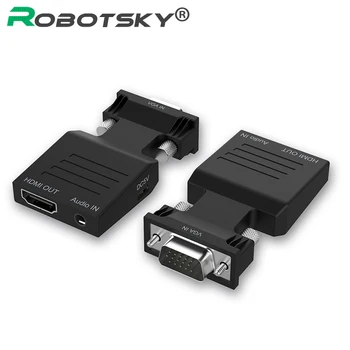 

1080P VGA to HDMI Adapter with 3.5mm Audio Output Analog to Digital AV Converter Cable for Projector Monitor HDTV Notebook