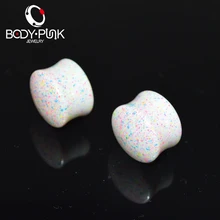 Тело панк белая радуга отторжение точка акриловая Ушная пробка Калибр расширитель Носилки телесный туннель 6-25 мм пирсинг ювелирные изделия для тела