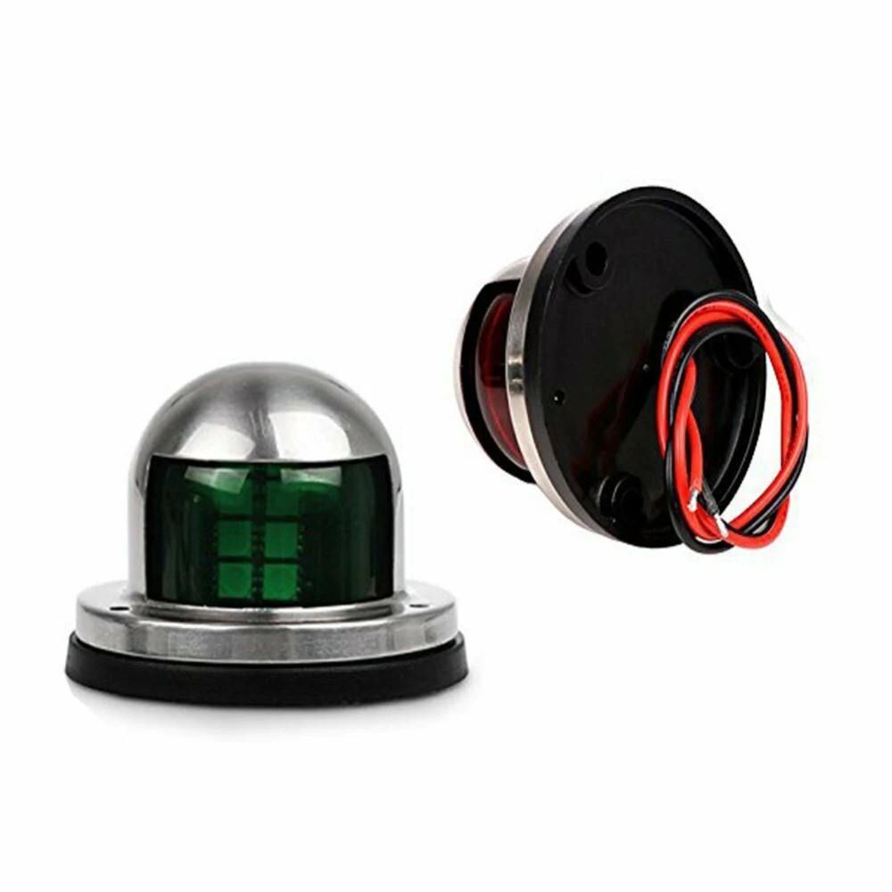 

2PCS Stainless Steel 12V Marine Boat Yacht Pontoon LED Bow Navigation Lights Red And Green Car accessories
