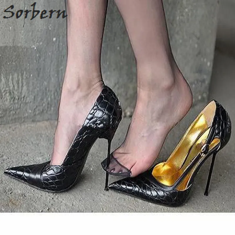 Sorbern/женские туфли-лодочки без шнуровки с острым носком для транссексуалов; туфли на высоком тонком металлическом каблуке с перекрестными ремешками; Фетиш; обувь унисекс; 52