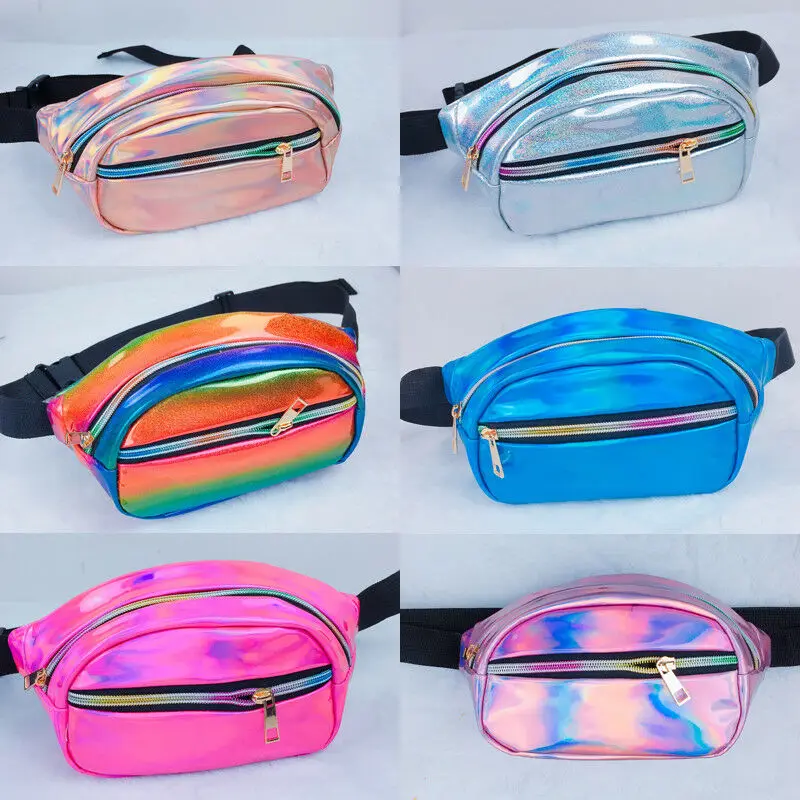 

2019 Hot Sale Holographic Funny Pack Laser Bum Bag Women's Belt Waist Bag Hologram Purse Fashion Waist Pack