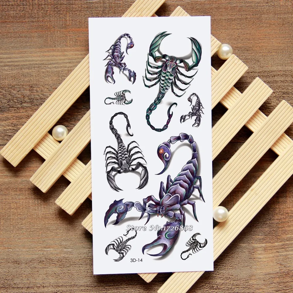 3D Scorpion Tattoo Palsu Decals Sementara Tubuh Art Flash Tato