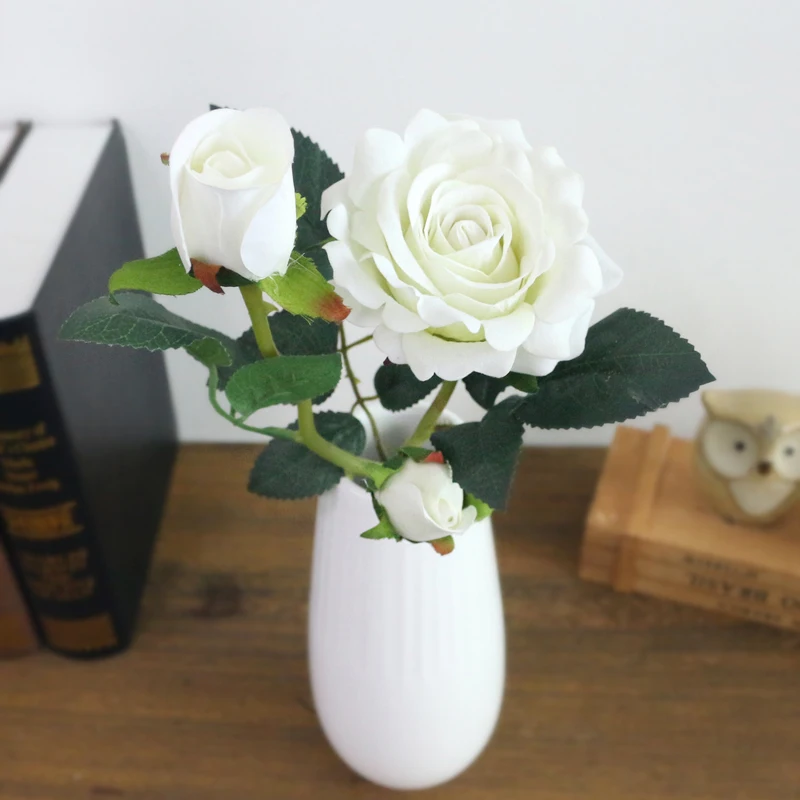 JAROWN Artificial Flannel Ruyi Rose Simulation Fake Flowers Branch Wedding Decor Home Office Decoration Silk Flower (6)