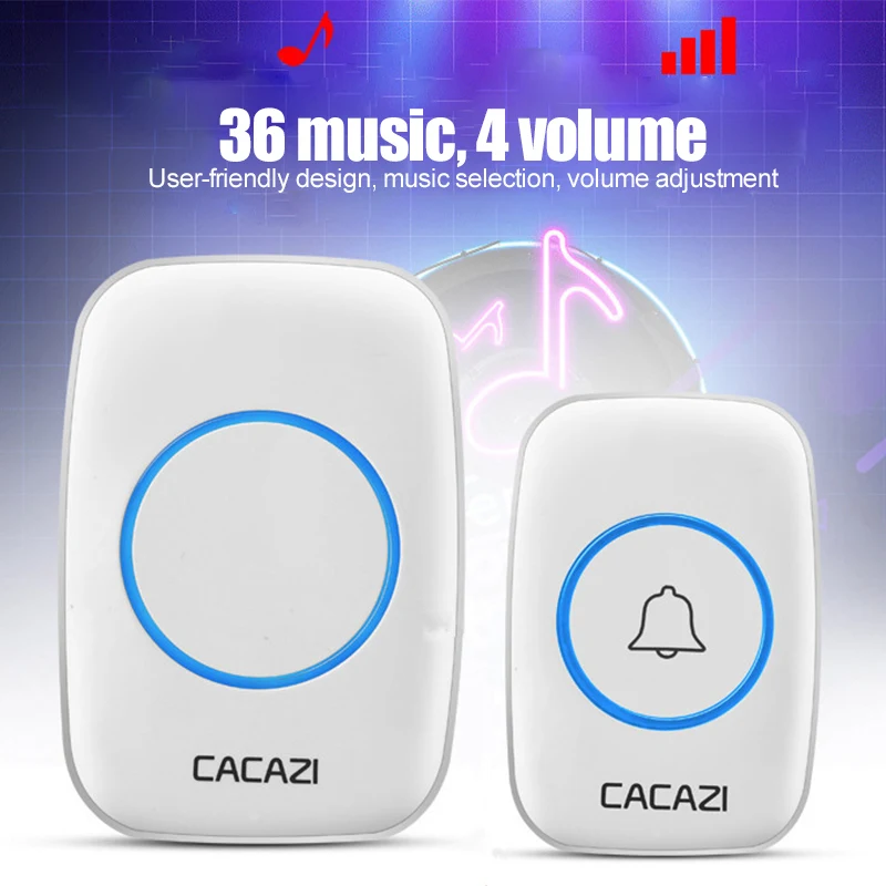 

Waterproof Home Wireless Doorbell Smart LED Light Calling Bell Remote Control Button Music Digital Door Bell US EU Plug #