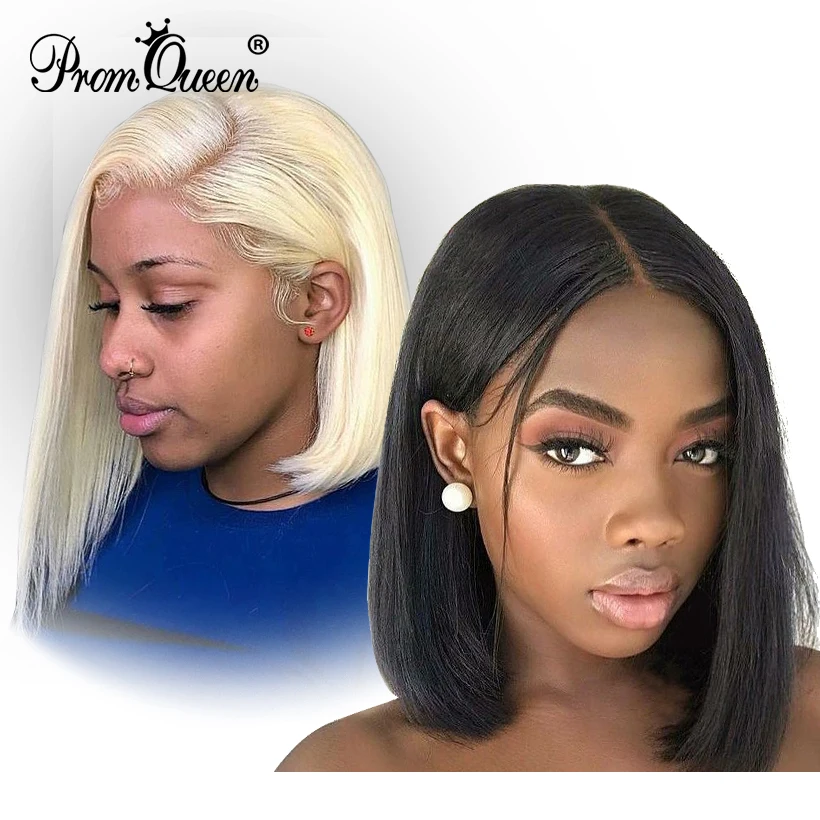 

Promqueen Short Lace Front Human Hair Wigs Human Hair Lace Frontal Wig Brazilian Hair Bob Wig For Black Women