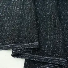 Настоящий черный с блестящей линией тканый Твид ткани цена за 1,5 метров