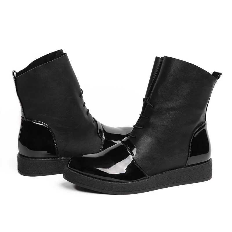 AIMEIGAO Fashion Spring Autumn Women Boots Patent PU Leather Platform Woman Shoes Plus Size Boots For Women Botas Mujer (27)