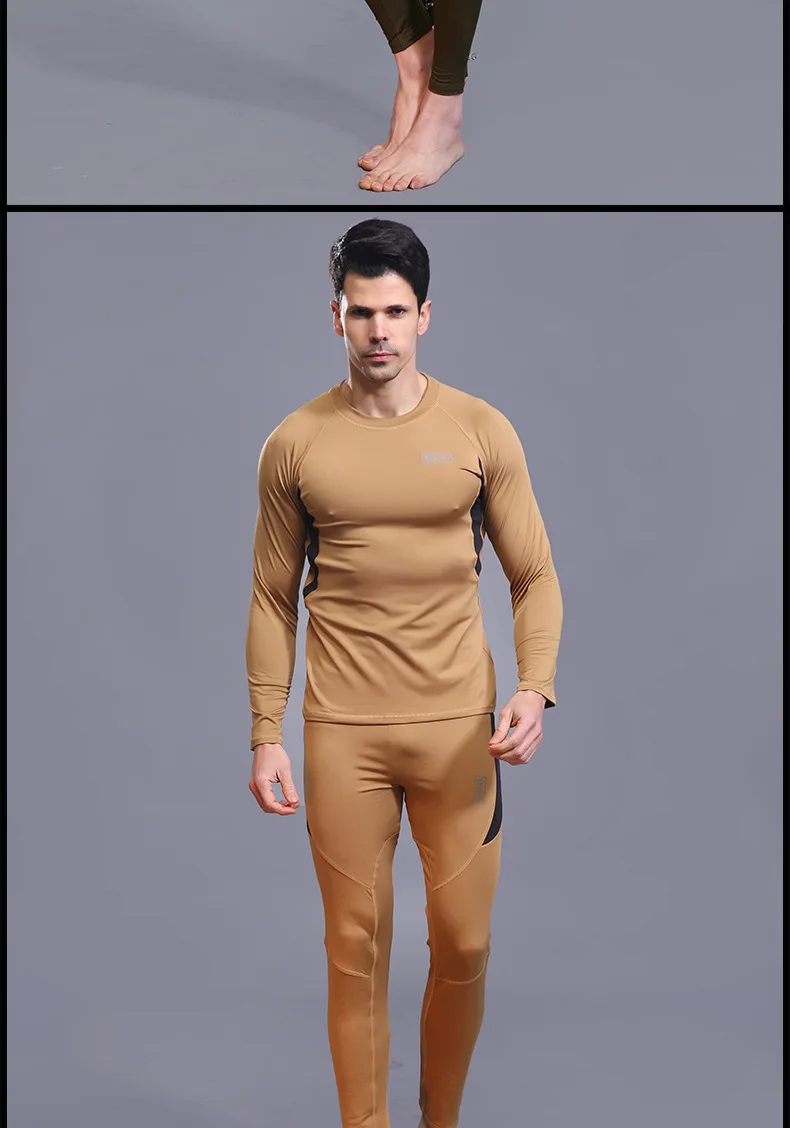 Aismz winter Top quality New thermal underwear men compression fleece sweat quick drying thermo underwear sets men clothing heated long underwear