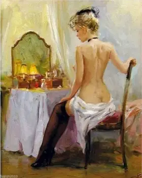 

Hot Hand-painted Portrait oil painting on canvas (No framed) nude Girl 24x36inch