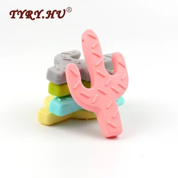 

TYRU.HU Christmas Gift 3Pcs Cactus Shaped Silicone Baby Teethers Food Grade Silicone Baby Teething Chewable Toys Fashion Pendant