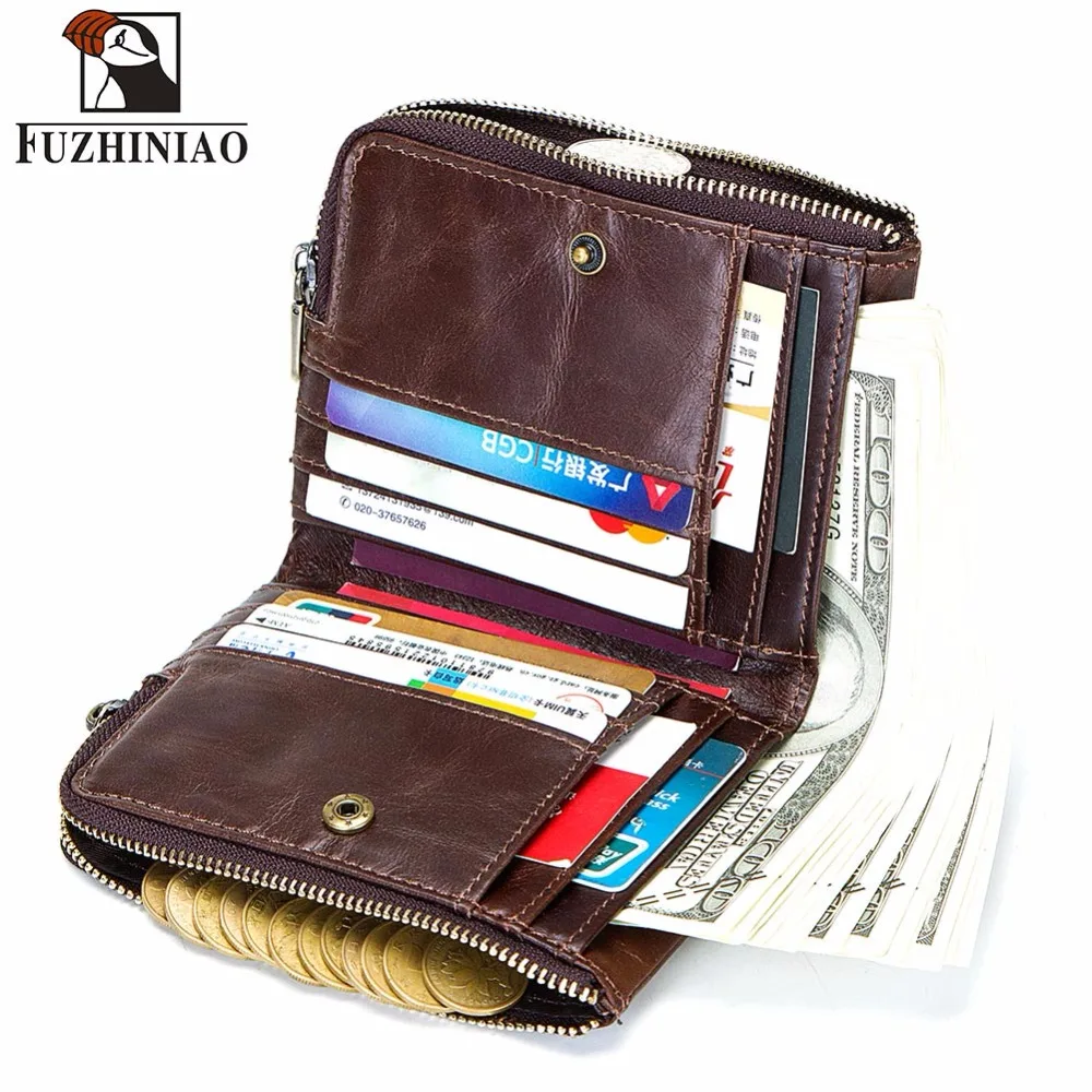 FUZHINIAO кошелек из натуральной коровьей кожи мужской для монет маленький Rfid