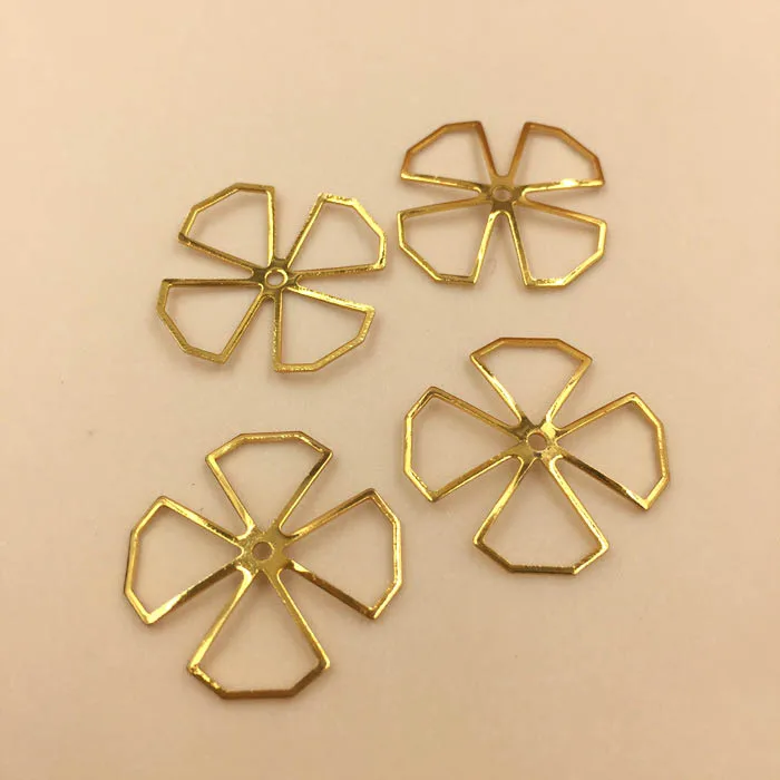 23mm Vintage Metal Brass Filigree 4 Leaf Flower Charms Bases Wraps Connector Findings DIY