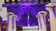 All Purple Color Swag Drape Wedding Backdrop Curtain