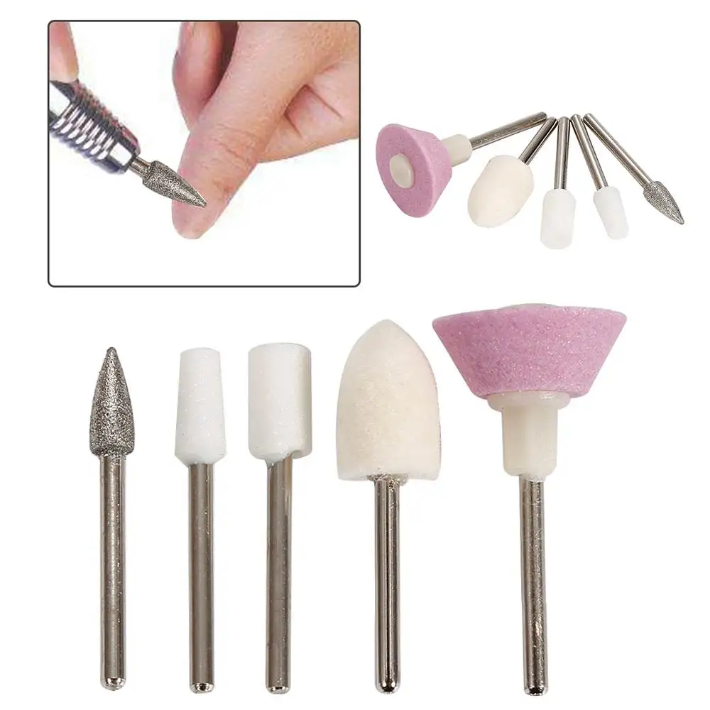 5pcs/set Professional Grinding Head Ceramic Nail Drill Bit Electric