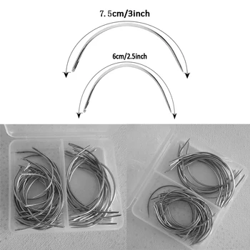 

New Combo CCurved Weaving Needle With Plastic Box For Wig Making Pins Set Mattress Upholstery and Hand Sewing Needles 50pcs