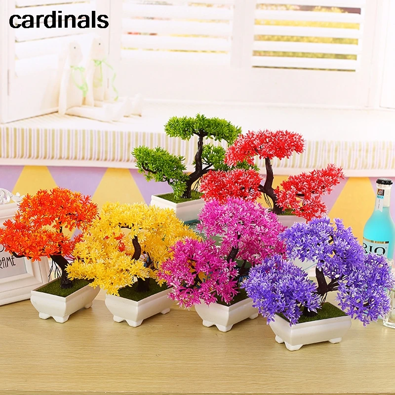1pcs Mini Artificial Bonsai Tree Plant Potted Bonsai Fake Green Plant