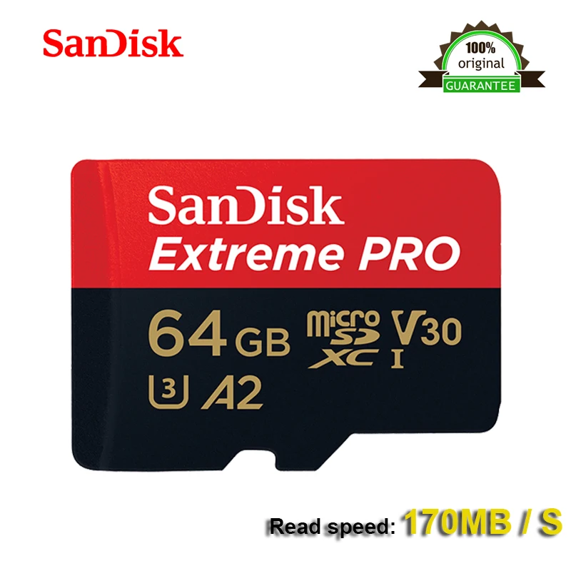 SanDisk Extreme Pro microSDXC UHS I карта памяти microSD TF 170мб/с 64 Гб класс 10 U3 с sd адаптером
