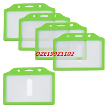

Office Workers Green Clear Plastic Horizontal Business ID Badge Card Holder