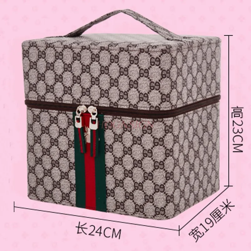 

Cosmetic Bag Large Capacity Multi Layer Portable Retro Party Wash Storage Cute Travel Home Cosmetics Case Makeup Pack Make Up