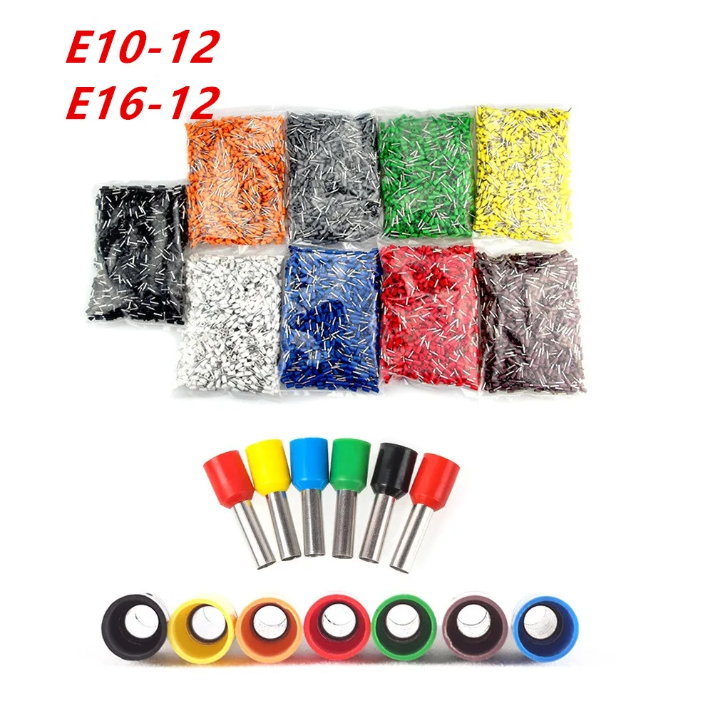 

100pcs/Pack E10-12/E16-12 Insulated Ferrule Terminal Block Cord Wire Connector Electrical Crimp Terminator