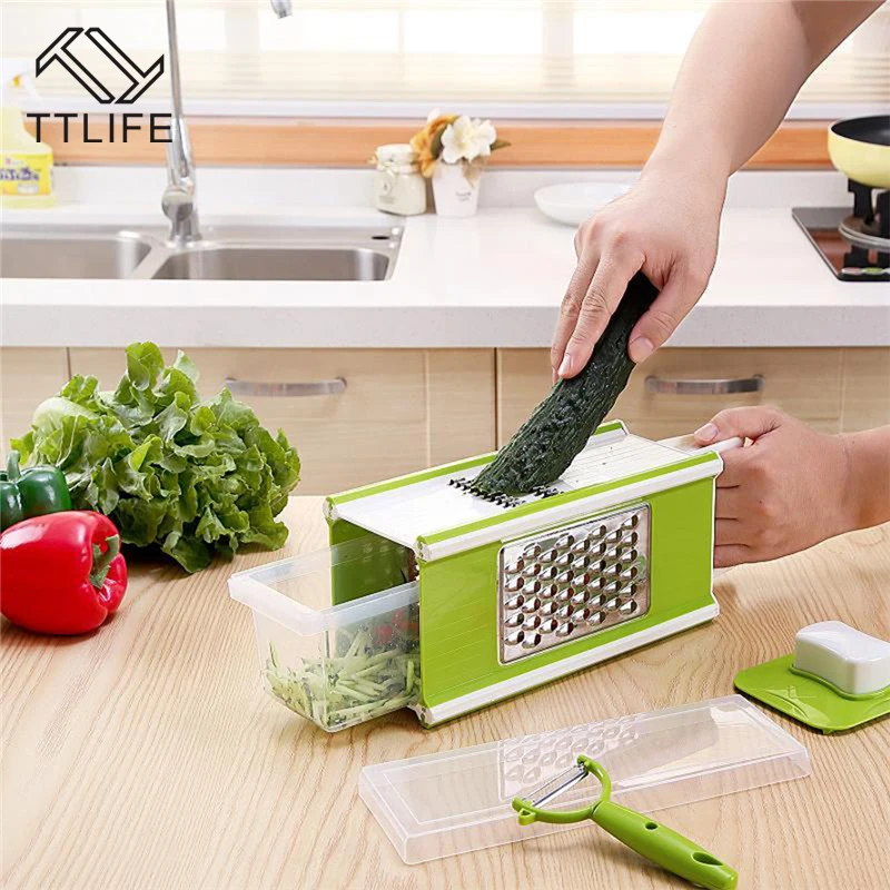 

TTLIFE Four Aspects Mandoline Vegetable Slicer Dicer Fruit Cutter with Stainless Steel Blade Vegetable Slicer Chopper Tools