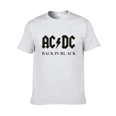 Новинка AC/DC Группа рок футболка для мужчин s acdc Графические футболки с принтом Повседневная футболка хип-хоп хлопок высокое качество футболки для мужчин - Цвет: white